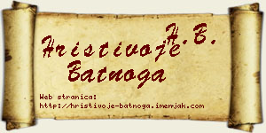 Hristivoje Batnoga vizit kartica